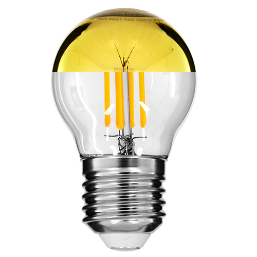 GLOBOSTAR® SPHERE 99106 Λάμπα E27 G45 LED 4W 420lm 320° AC 220-240V IP20 Ultra Θερμό Λευκό 2200K Dimmable - Filament Chip - Διάφανο με Χρυσό Ανεστραμμένο Καθρέπτη - Μ4.5 x Π4.5 x Υ7.7cm - 3 Χρόνια Εγγύηση