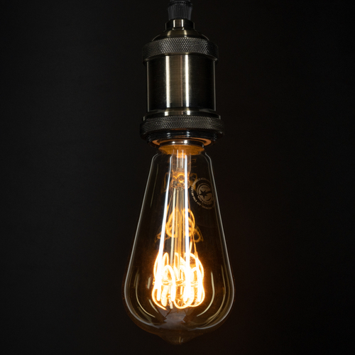 GLOBOSTAR® PEAR 99141 Λάμπα E27 ST64 LED 4W 280lm 360° AC 220-240V IP20 Ultra Θερμό Λευκό 2200K Dimmable - Soft T Spiral Filament Chip - Μελί - Μ6.4 x Π6.4 x Υ14cm - 3 Χρόνια Εγγύηση