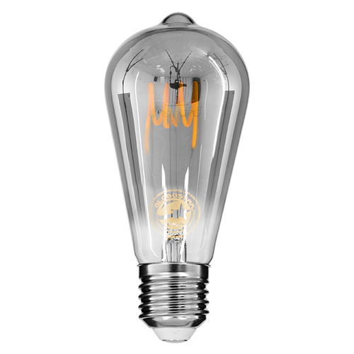 GLOBOSTAR® PEAR 99142 Λάμπα E27 ST64 LED 6W 470lm 360° AC 220-240V IP20 Θερμό Λευκό 2700K Dimmable - Soft T Spiral Filament Chip - Μαύρο Φιμέ - Μ6.4 x Π6.4 x Υ14.5cm - 3 Χρόνια Εγγύηση