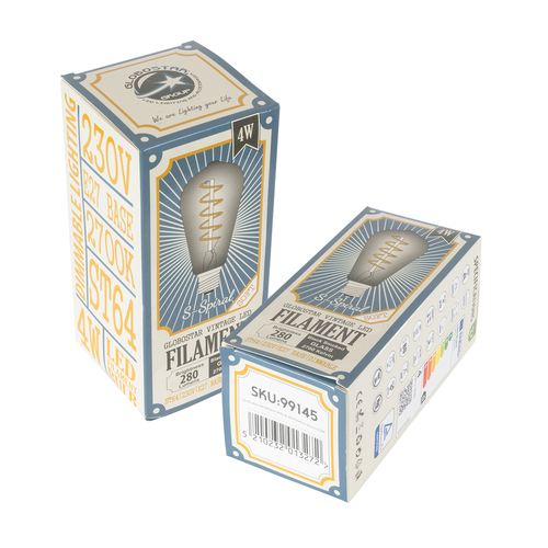 GLOBOSTAR® PEAR 99145 Λάμπα E27 ST64 LED 4W 280lm 360° AC 220-240V IP20 Θερμό Λευκό 2700K Dimmable - Soft S Spiral Filament Chip - Μαύρο Φιμέ - Μ6.4 x Π6.4 x Υ14cm - 3 Χρόνια Εγγύηση