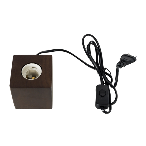 GloboStar® WOODBOX 99406 Μοντέρνο Επιτραπέζιο Φωτιστικό Πορτατίφ Μονόφωτο 1 x E27 IP20 Καφέ Ξύλο - M8 x Π8 x Υ8cm