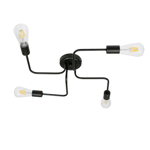 GLOBOSTAR® LIBERTA 00838 Vintage Φωτιστικό Οροφής με Ντουί 4 x E27 AC 220-240V IP20 - Μαύρο - Μ44.5 x Π44.5 x Υ12cm