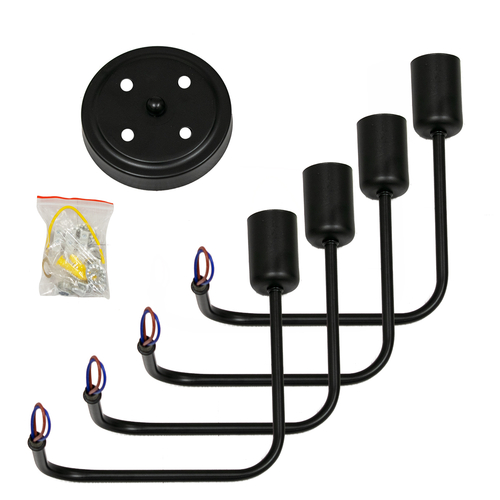 GLOBOSTAR® LIBERTA 00838 Vintage Φωτιστικό Οροφής με Ντουί 4 x E27 AC 220-240V IP20 - Μαύρο - Μ44.5 x Π44.5 x Υ12cm