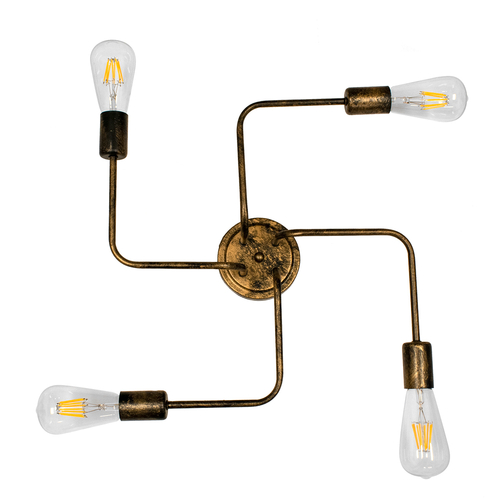 GLOBOSTAR® LIBERTA 00839 Μοντέρνο Φωτιστικό Οροφής με Ντουί 4 x E27 AC 220-240V IP20 - Χάλκινο - Μ44.5 x Π44.5 x Υ12cm