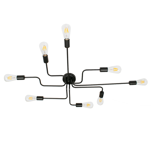 GLOBOSTAR® LIBERTA 00840 Μοντέρνο Φωτιστικό Οροφής με Ντουί 8 x E27 AC 220-240V IP20 - Μαύρο - Μ102 x Π72 x Υ10.5cm