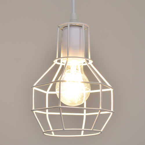 GLOBOSTAR® CAGE 00867 Vintage Κρεμαστό Φωτιστικό Οροφής με Ντουί 1 x E27 AC 220-240V IP20 - Λευκό - Μ15 x Π15 x Υ22cm