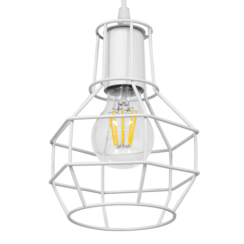 GLOBOSTAR® CAGE 00867 Vintage Κρεμαστό Φωτιστικό Οροφής με Ντουί 1 x E27 AC 220-240V IP20 - Λευκό - Μ15 x Π15 x Υ22cm