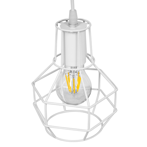 GLOBOSTAR® CAGE 00867 Vintage Κρεμαστό Φωτιστικό Οροφής με Ντουί 1 x E27 AC 220-240V IP20 - Λευκό - Μ15 x Π15 x Υ22cm