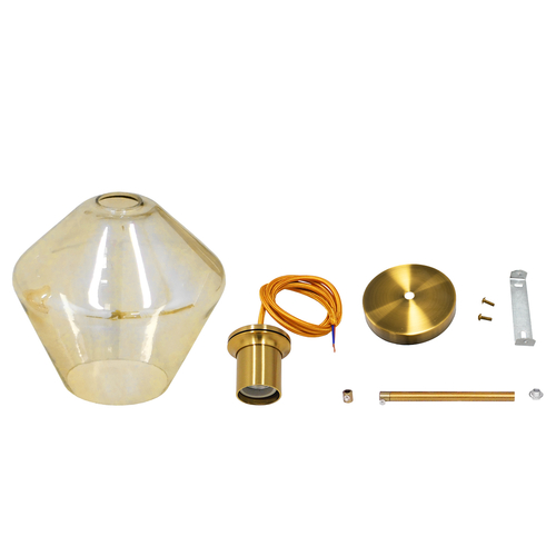 GLOBOSTAR® AMARIS 00869 Μοντέρνο Κρεμαστό Φωτιστικό Οροφής με Ντουί 1 x E27 AC 220-240V IP20 - Χρυσό Πλατίνα & Μελί - Μ22 x Π22 x Y22cm