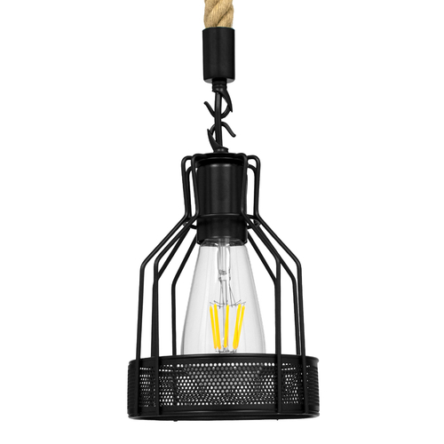 GLOBOSTAR® MASON 00881 Vintage Κρεμαστό Φωτιστικό Οροφής με Ντουί 1 x E27 AC 220-240V IP20 - Μαύρο & Μπεζ - Μ15 x Π15 x Υ24cm
