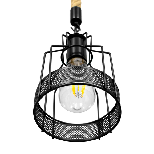 GLOBOSTAR® MASON 00881 Vintage Κρεμαστό Φωτιστικό Οροφής με Ντουί 1 x E27 AC 220-240V IP20 - Μαύρο & Μπεζ - Μ15 x Π15 x Υ24cm