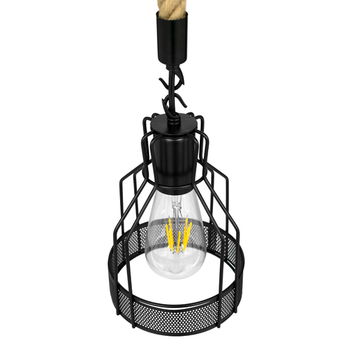 GLOBOSTAR® MASON 00881 Vintage Κρεμαστό Φωτιστικό Οροφής με Ντουί 1 x E27 AC 220-240V IP20 - Μαύρο & Μπεζ - Μ15 x Π15 x Υ24cm