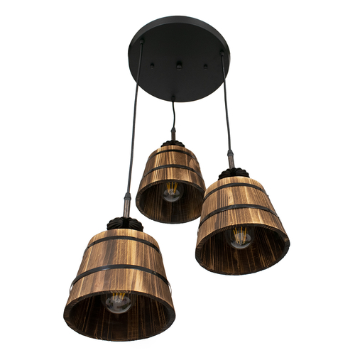 GLOBOSTAR® CEBU 00888 Vintage Κρεμαστό Φωτιστικό Οροφής με Ντουί 3 x E27 AC 220-240V IP20 - Καφέ & Μαύρο - Μ40 x Π40 x Y210cm