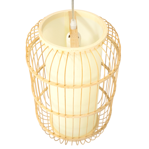 GLOBOSTAR® HIBISCUS 00893 Boho Κρεμαστό Φωτιστικό Οροφής με Ντουί 1 x E27 AC 220-240V IP20 - Μπεζ - Μ25 x Π25 x Υ42cm