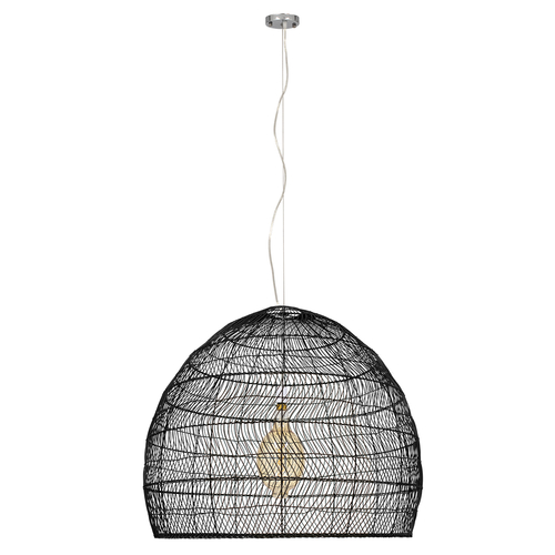 GLOBOSTAR® MALIBU 00966 Boho Κρεμαστό Φωτιστικό Οροφής με Ντουί 1 x E27 AC 220-240V IP20 - Μαύρο - Μ100 x Π100 x Y86cm