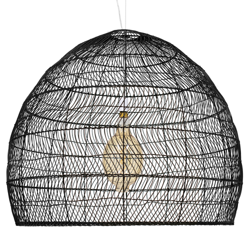 GLOBOSTAR® MALIBU 00966 Boho Κρεμαστό Φωτιστικό Οροφής με Ντουί 1 x E27 AC 220-240V IP20 - Μαύρο - Μ100 x Π100 x Y86cm