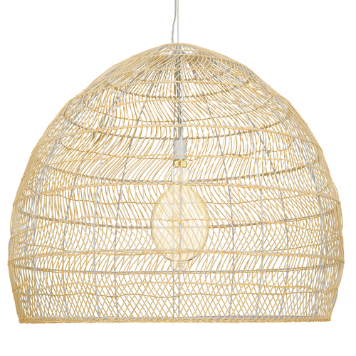 GLOBOSTAR® MALIBU 00974 Boho Κρεμαστό Φωτιστικό Οροφής με Ντουί 1 x E27 AC 220-240V IP20 - Μπεζ - Μ100 x Π100 x Y86cm