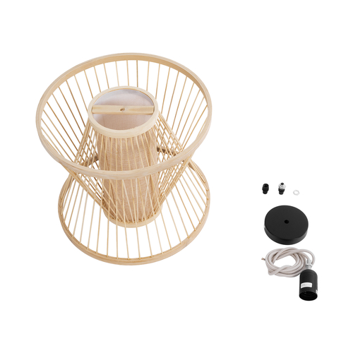 GLOBOSTAR® HIBISCUS 01632 Boho Κρεμαστό Φωτιστικό Οροφής με Ντουί 1 x E27 AC 220-240V IP20 - Μπεζ - Μ35 x Π35 x Y30cm