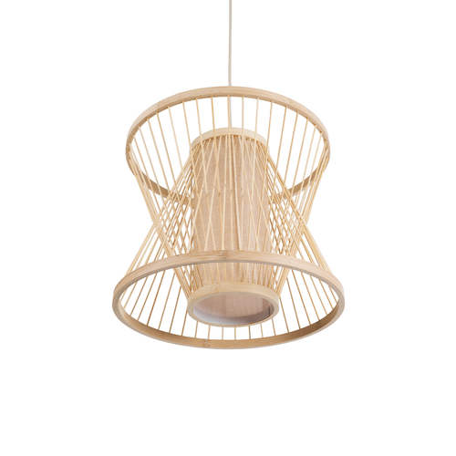 GLOBOSTAR® HIBISCUS 01632 Boho Κρεμαστό Φωτιστικό Οροφής με Ντουί 1 x E27 AC 220-240V IP20 - Μπεζ - Μ35 x Π35 x Y30cm