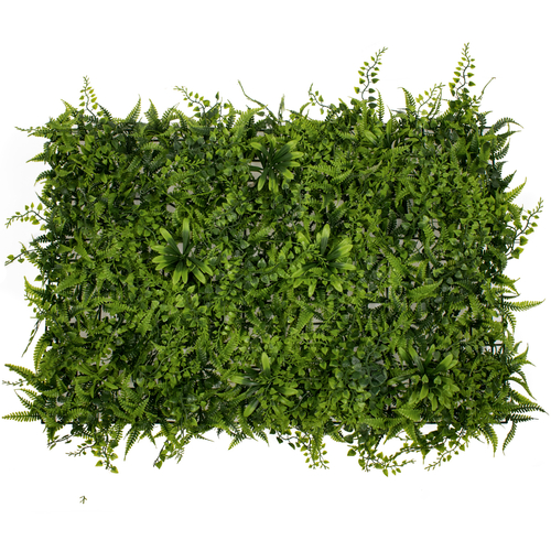 GLOBOSTAR® FERN 78402 Τεχνητό Πάνελ Φυλλωσιάς / Κάθετος Κήπος Νάνος Φτέρη, Νάνος Κισσός & Νάνος Δάφνη - Πράσινο - Μ60 x Π9 x Υ40cm