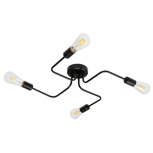 GLOBOSTAR® LIBERTA 00838 Vintage Φωτιστικό Οροφής με Ντουί 4 x E27 AC 220-240V IP20 - Μαύρο - Μ44.5 x Π44.5 x Υ12cm