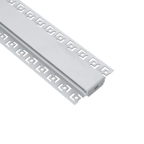 GLOBOSTAR® ALP-PLASTERIN GYPSO 70819-3M Χωνευτό Προφίλ Αλουμινίου Ειδικό για Γυψοσανίδα με Λευκό Γαλακτερό Πατητό Κάλυμμα για Ταινίες LED IP20 - Ασημί & Λευκό - Μ300 x Π6.7 x Υ1.3cm - Πακέτο 5 Τεμαχίων