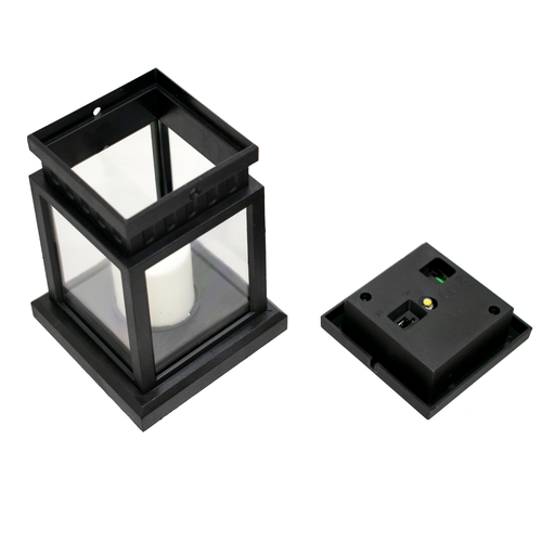 GLOBOSTAR® LANTERNIA 71506 Διακοσμητικό Φαναράκι LED 1W 50lm 180° DC 5V με Φωτοβολταϊκό Panel 5V 0.1W & Επαναφορτιζόμενη Μπαταρία Li-ion 3.2V 120mAh Αδιάβροχο IP65 Θερμό Λευκό 2700K - Μ9 x Π9 x Υ12.5cm - 1 Χρόνο Εγγύηση