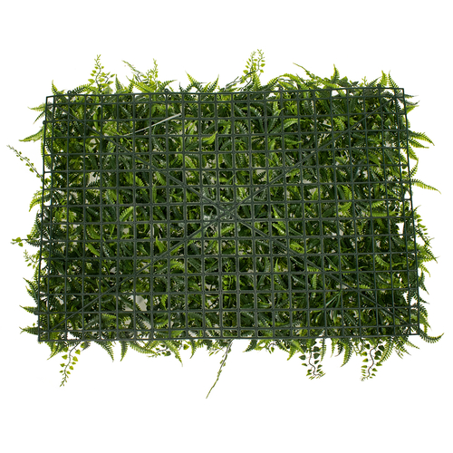 GLOBOSTAR® FERN 78402 Τεχνητό Πάνελ Φυλλωσιάς / Κάθετος Κήπος Νάνος Φτέρη, Νάνος Κισσός & Νάνος Δάφνη - Πράσινο - Μ60 x Π9 x Υ40cm
