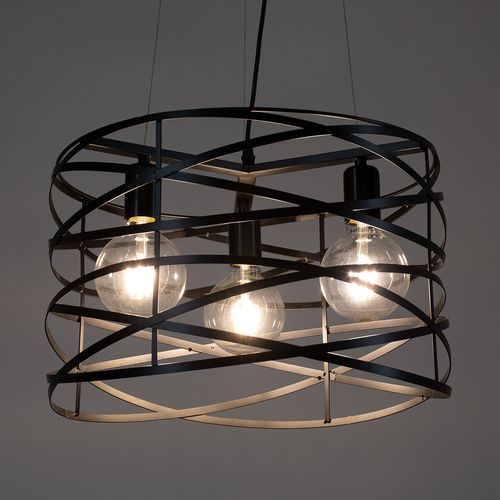 GLOBOSTAR® TOKEN 00855 Μοντέρνο Κρεμαστό Φωτιστικό Οροφής με Ντουί 3 x E27 AC 220-240V IP20 - Μαύρο - Μ43 x Π43 x Υ29cm