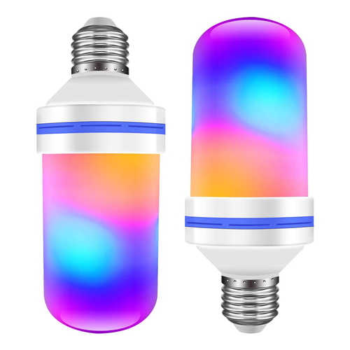 GLOBOSTAR® TUBULAR 76076 Λάμπα E27 LED 9W 350lm 260° AC 220-240V IP20 Πολύχρωμο RGB με 4 Λειτουργίες Εφέ Φλόγας & Αναστροφή - Λευκό Γαλακτερό - Μ6 x Π6 x Υ15cm - 2 Χρόνια Εγγύηση