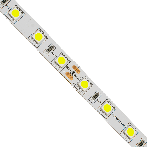 GLOBOSTAR® LUMAR 70220 Ταινία LED 14.4W/m 1584lm/m 120° DC 24V IP20 60 x SMD5050 Chip/m Ψυχρό Λευκό 6000K Dimmable - Μ500 x Π1 x Υ0.2cm - Ρολό 5 Μέτρων - 5 Χρόνια Εγγύηση