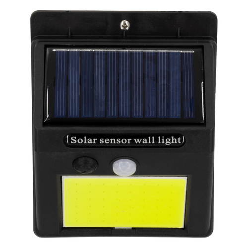 GLOBOSTAR® VELION 71495 Προβολέας με Ανιχνευτή PIR / Αισθητήρα Κίνησης LED 10W 500lm 120° DC 5V με Φωτοβολταϊκό Panel 5V 0.3W & Επαναφορτιζόμενη Μπαταρία Li-ion 3.2V 1200mAh Αδιάβροχο IP65 Ψυχρό Λευκό 6000K - Sanan COB Chip - Μαύρο - Μ9.6 x Π4.8 x Υ12.4cm - 2 Χρόνια Εγγύηση