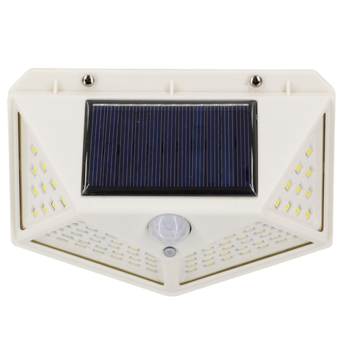 GLOBOSTAR® NOVAQ 71498 Προβολέας με Ανιχνευτή PIR / Αισθητήρα Κίνησης LED 10W 500lm 180° DC 5V με Φωτοβολταϊκό Panel 5V 0.3W & Επαναφορτιζόμενη Μπαταρία Li-ion 3.2V 1200mAh Αδιάβροχο IP65 Ψυχρό Λευκό 6000K - Sanan SMD Chip - Λευκό - Μ13.6 x Π5.2 x Υ9.9cm - 2 Χρόνια Εγγύηση