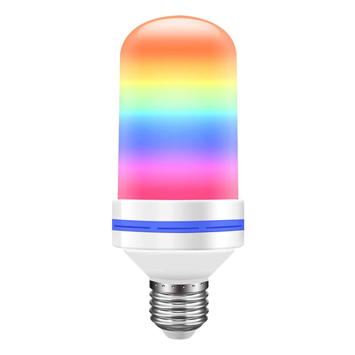 GLOBOSTAR® TUBULAR 76076 Λάμπα E27 LED 9W 350lm 260° AC 220-240V IP20 Πολύχρωμο RGB με 4 Λειτουργίες Εφέ Φλόγας & Αναστροφή - Λευκό Γαλακτερό - Μ6 x Π6 x Υ15cm - 2 Χρόνια Εγγύηση