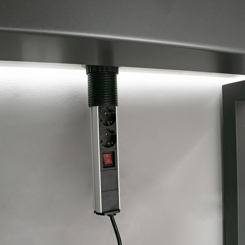 GLOBOSTAR® POWERFOLD 79630 Χωνευτό Πτυσσόμενο Πολύπριζο 5 Θέσεων με 2 x Πρίζες DC 5V USB 3.0 & 3 x EU Schuko Πρίζες Ασφαλείας Childproof AC 220-240V 3000W/13A Max Load με Διακόπτη On/Off IP20 - Μαύρο & Γκρι - Μ8 x Π8 x Υ33cm