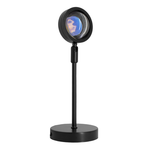 GloboStar® 00812 Επιτραπέζιο Φωτιστικό Πορτατίφ LED 12W -lm 180° DC 5V IP20 Μπλε - Μωβ - Ροζ RAINBOW EFFECT Μαύρο Μέταλλο με Διάφανο Πλαστικό - Μ10 x Π10 x Υ26.5cm - 2 Xρόνια Εγγύηση