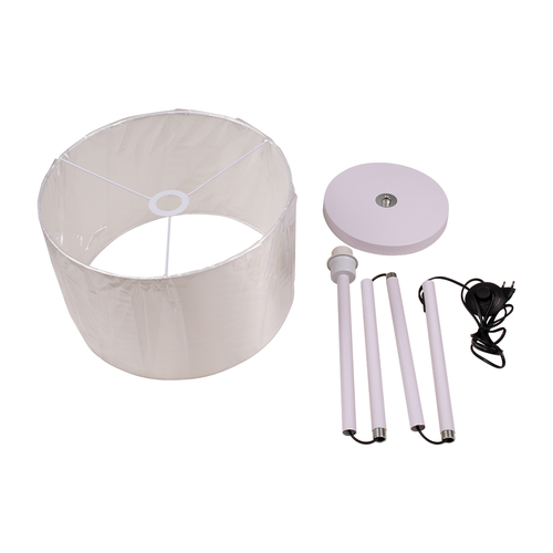 GloboStar® ASHLEY 00823 Μοντέρνο Επιδαπέδιο Φωτιστικό Μονόφωτο 1 x E27 IP20 Λευκό Μέταλλο με Λευκό Ύφασμα - Μ35 x Π35 x Υ145cm