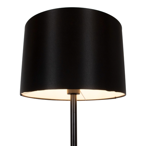 GloboStar® ASHLEY 00824 Μοντέρνο Επιδαπέδιο Φωτιστικό Μονόφωτο 1 x E27 IP20 Μαύρο Μέταλλο, Μαύρο Ύφασμα με Μπεζ Ξύλο - Μ40 x Π40 x Υ145cm