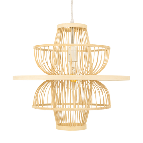 GLOBOSTAR® BALI 00861 Boho Κρεμαστό Φωτιστικό Οροφής με Ντουί 1 x E27 AC 220-240V IP20 - Μπεζ - Μ45 x Π45 x Υ42.5cm