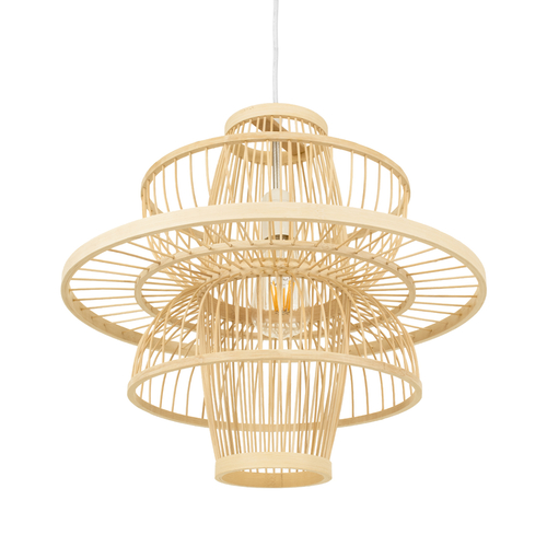 GLOBOSTAR® BALI 00861 Boho Κρεμαστό Φωτιστικό Οροφής με Ντουί 1 x E27 AC 220-240V IP20 - Μπεζ - Μ45 x Π45 x Υ42.5cm