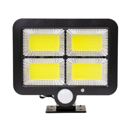 GLOBOSTAR® ZETA 71462 Προβολέας με Ανιχνευτή PIR / Αισθητήρα Κίνησης LED 20W 1000lm 120° DC 5V με Φωτοβολταϊκό Panel 5V 1W & Επαναφορτιζόμενη Μπαταρία Li-ion 3.2V 2400mAh Αδιάβροχο IP65 Ψυχρό Λευκό 6000K - Sanan COB Chip - Μαύρο - Μ15 x Π3.5 x Υ13cm - 2 Χρόνια Εγγύηση