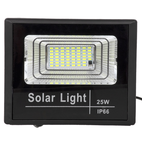 GLOBOSTAR® HERMES 71554 Προβολέας με IR Ασύρματο Χειριστήριο LED 25W 1250lm 120° DC 5V με Φωτοβολταϊκό Panel 5V 4W & Επαναφορτιζόμενη Μπαταρία Li-ion 3.2V 3000mAh Αδιάβροχο IP66 Ψυχρό Λευκό 6000K Dimmable - Sanan SMD Chip - Μαύρο - Μ19.5 x Π5 x Υ4.8cm - 2 Χρόνια Εγγύηση