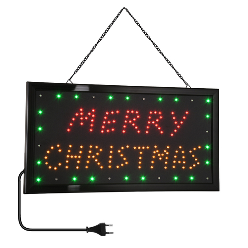 GloboStar® 75695 Φωτιστικό Ταμπέλα LED Σήμανσης MERRY CHRISTMAS με Πρίζα AC 230V Μ48xΠ25xΥ2cm