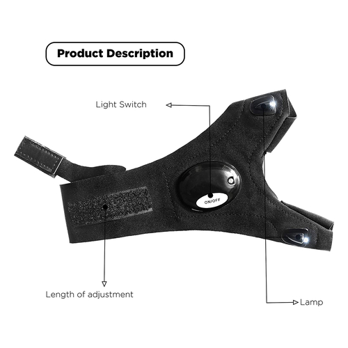 GLOBOSTAR® HANDLAMP 79067 Φακός Γάντι Χεριού LED 1W 100lm 60° DC 3V με 1xCR2016 Μπαταρία Αδιάβροχο IP44 Ψυχρό Λευκό 6000K - Μ33 x Π13.5 x Υ1cm - 1 Χρόνο Εγγύηση