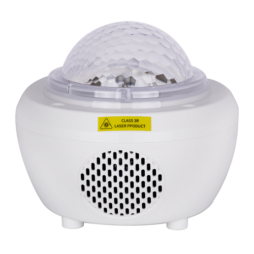 GloboStar® 79604 Λευκό Επιτραπέζιο Διακοσμητικό Φωτιστικό Ειδικών Εφε NIGHT SKY GALAXY 3D LED 10W DC 5V 2200mAh Επαναφορτιζόμενο με Bluetooth Speaker - Sound Activated - Καλώδιο Τροφοδοσίας USB και Ασύρματο Χειριστήριο RF 2.4Ghz Πολύχρωμo RGB Dimmable