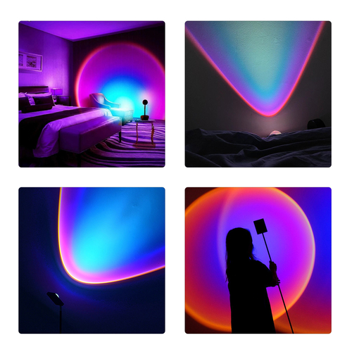 GloboStar® 00812 Επιτραπέζιο Φωτιστικό Πορτατίφ LED 12W -lm 180° DC 5V IP20 Μπλε - Μωβ - Ροζ RAINBOW EFFECT Μαύρο Μέταλλο με Διάφανο Πλαστικό - Μ10 x Π10 x Υ26.5cm - 2 Xρόνια Εγγύηση