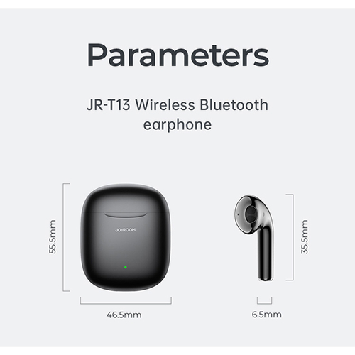 GloboStar® 87055 JOYROOM Originals JR-T13 Bilateral TWS Earphones με Θήκη Φόρτισης True Wireless Bluetooth V5.0 Binaural Συμβατό με iOS & Android Μαύρο