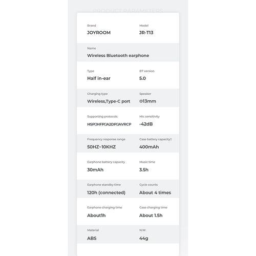 GloboStar® 87055 JOYROOM Originals JR-T13 Bilateral TWS Earphones με Θήκη Φόρτισης True Wireless Bluetooth V5.0 Binaural Συμβατό με iOS & Android Μαύρο