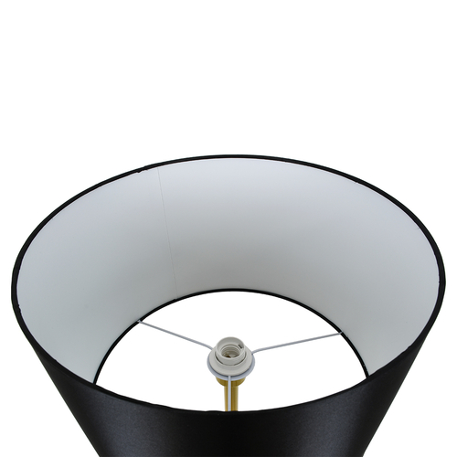 GloboStar® ASHLEY 00825 Μοντέρνο Επιδαπέδιο Φωτιστικό Μονόφωτο 1 x E27 IP20 Χρυσό Μέταλλο με Μαύρο Ύφασμα - Μ40 x Π40 x Υ148cm