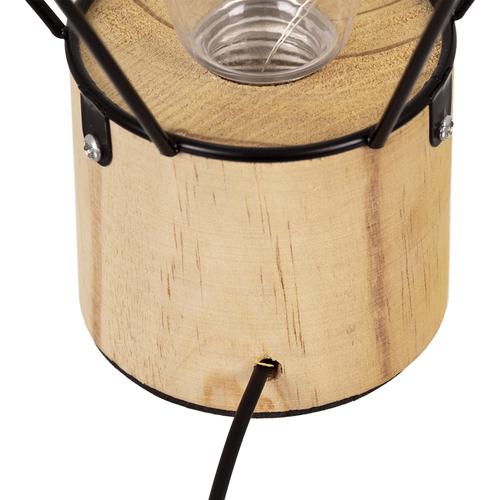 GloboStar® ANTLER 01441 Επιτραπέζιο Φωτιστικό Πορτατίφ LED 2.2W 154lm 360° DC 5V IP20 Θερμό Λευκό 3000K Μαύρο Μέταλλο με Μπεζ Ξύλο - Μ19 x Π19 x Υ23cm - 2 Xρόνια Εγγύηση